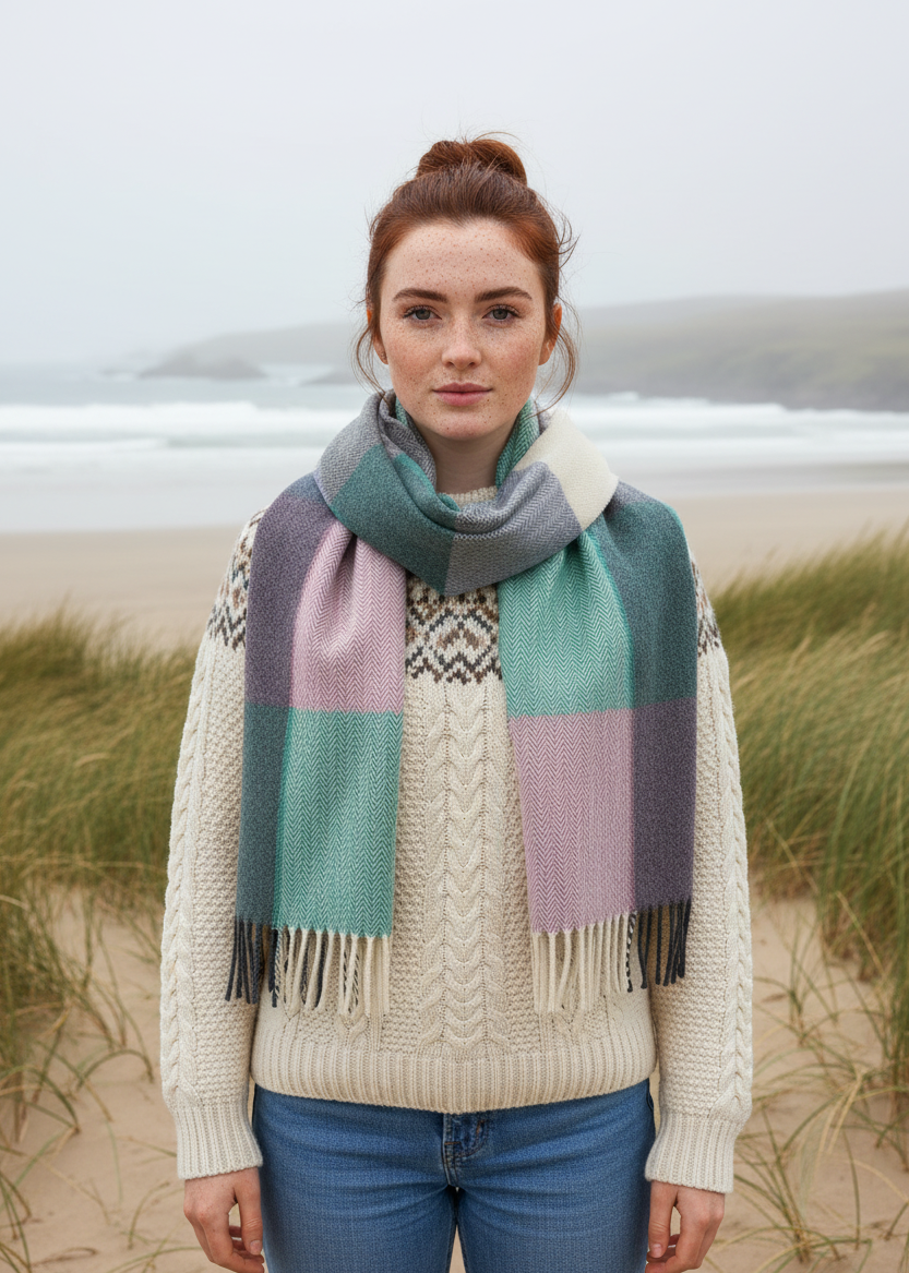 McNutt Lambswool Scarf | Spearmint Smoke Check