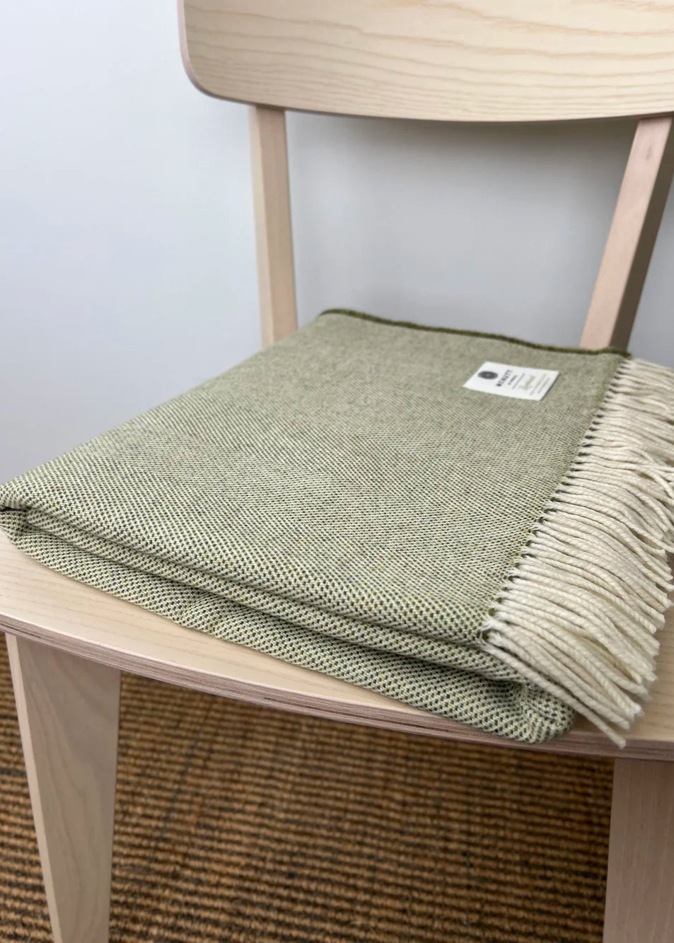 McNutt of Donegal Spotted Green Lambswool Throw | Irish Merino Wool Blanket