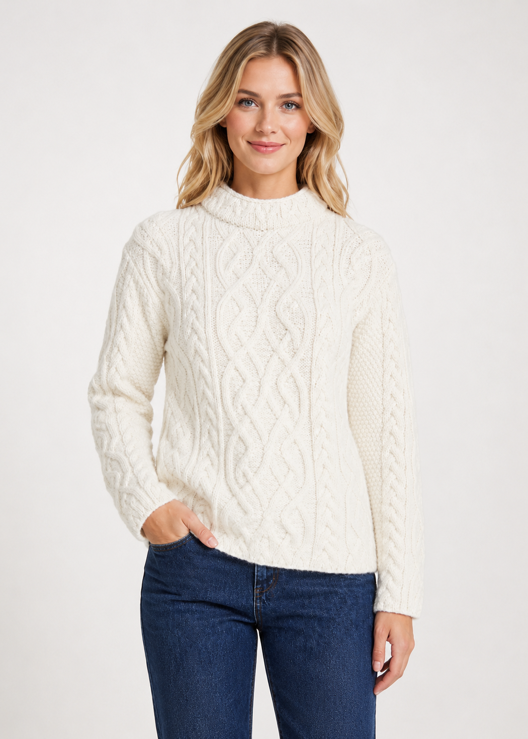 St. Bridget's Weave Aran Sweater in Natural | Aran Woollen Mills