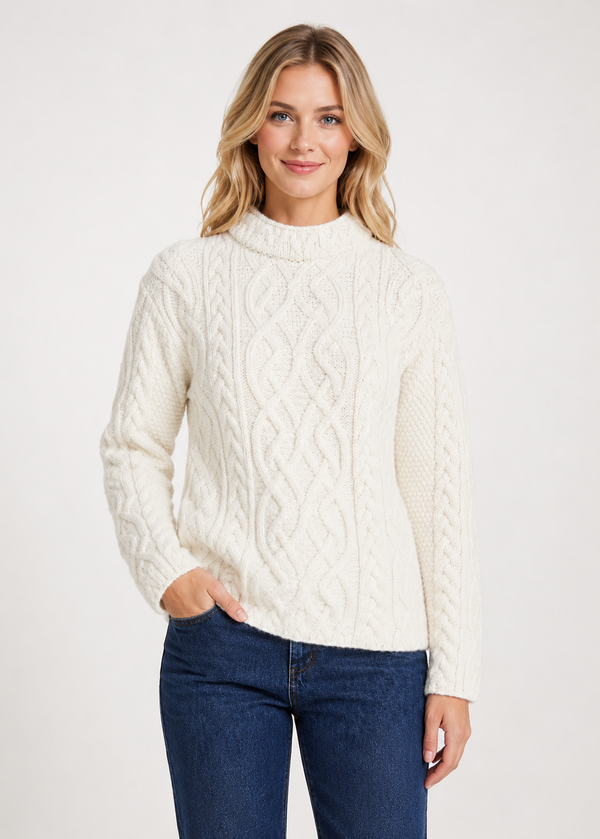 St. Bridget's Weave Aran Sweater in Natural | Aran Woollen Mills