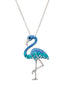 Blue Flamingo Pendant in Sterling Silver