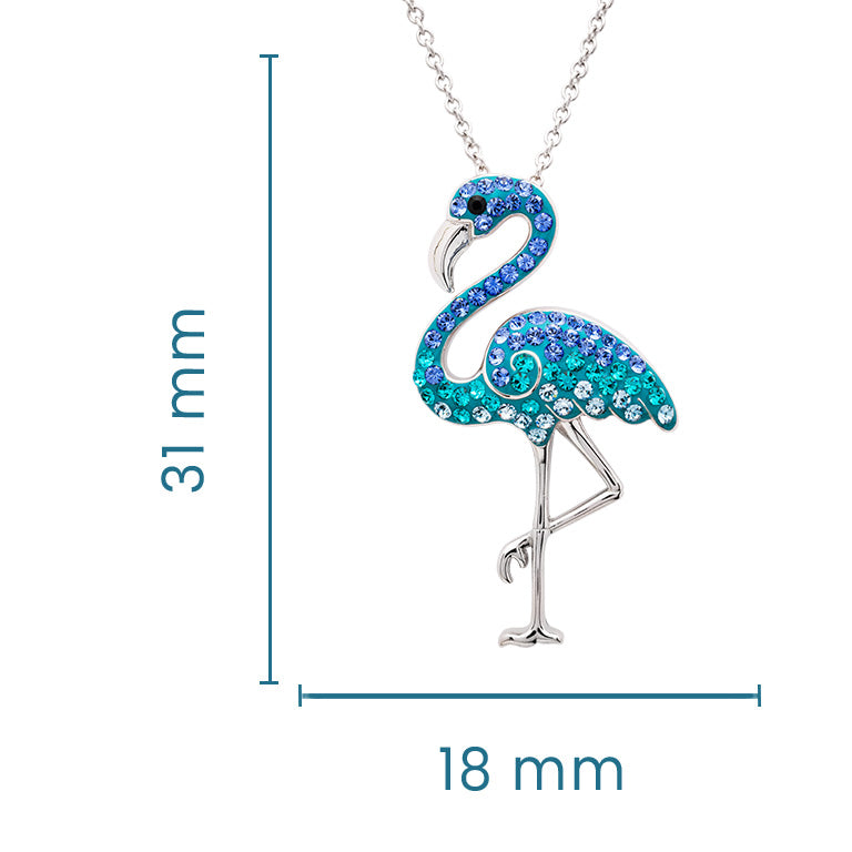 Blue Flamingo Pendant in Sterling Silver
