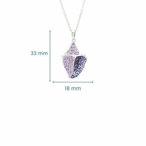 Sterling Silver Purple Crystal Shell Necklace