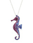 Sterling Silver Sapphire and Amethyst Crystal Seahorse Necklace
