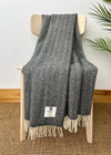 McNutt of Donegal Storm Grey Herringbone Blanket Throw | Pure Irish Wool