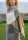 John Hanly Lambswool Cape | Mustard White Cream Grey Block