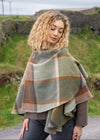 John Hanly Lambswool Cape | Green Brown Orange Cream Check