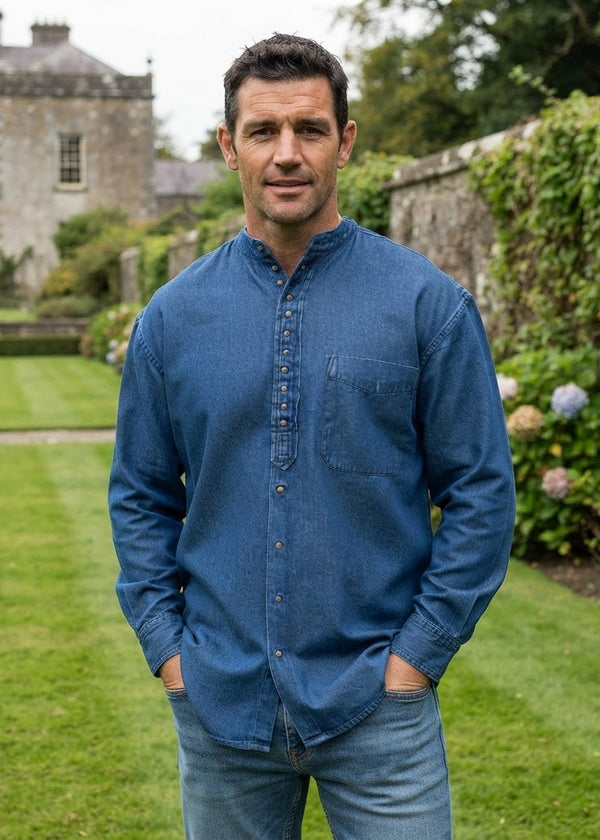 Civilian Irish Grandfather Shirt | Denim