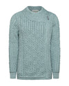 Claddagh Zip Aran Cardigan | Aqua