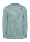 Claddagh Zip Aran Cardigan | Aqua