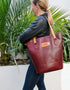 Lee River Red Leather Tote Bag