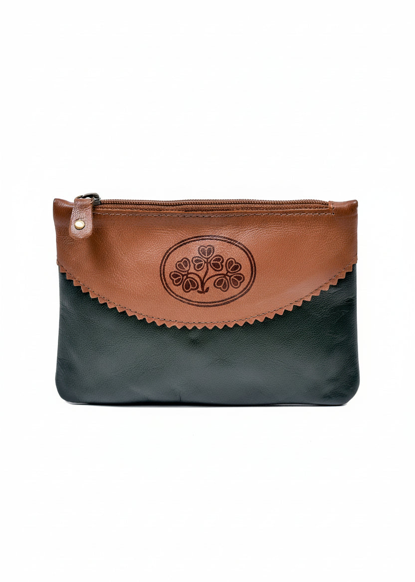 Tinnakeenly Leather Top Zip Purse - Shamrock