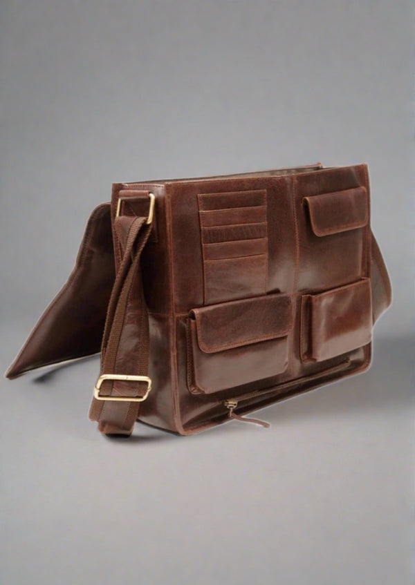 Luxury Irish Leather Satchel Bag - Brown