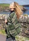 John Hanly Lambswool Cape | Green Mustard Check