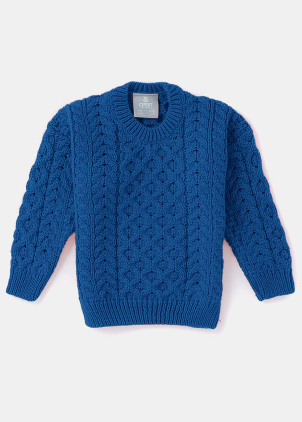 Childrens Aran Sweater | Blue - Clearance