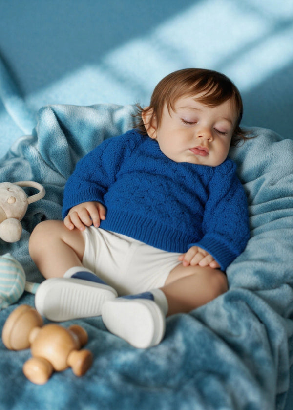 Childrens Aran Sweater | Blue