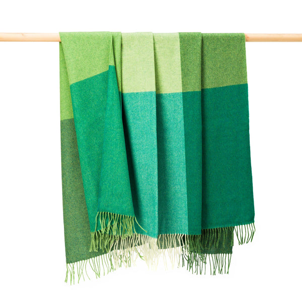 John Hanly Lambswool Throw | Green Block