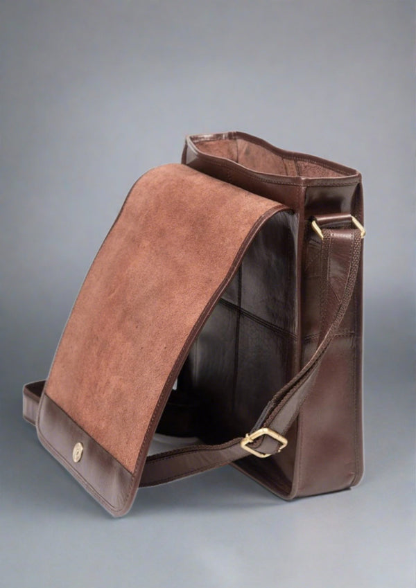 Luxury Irish Leather Messenger Bag - Brown