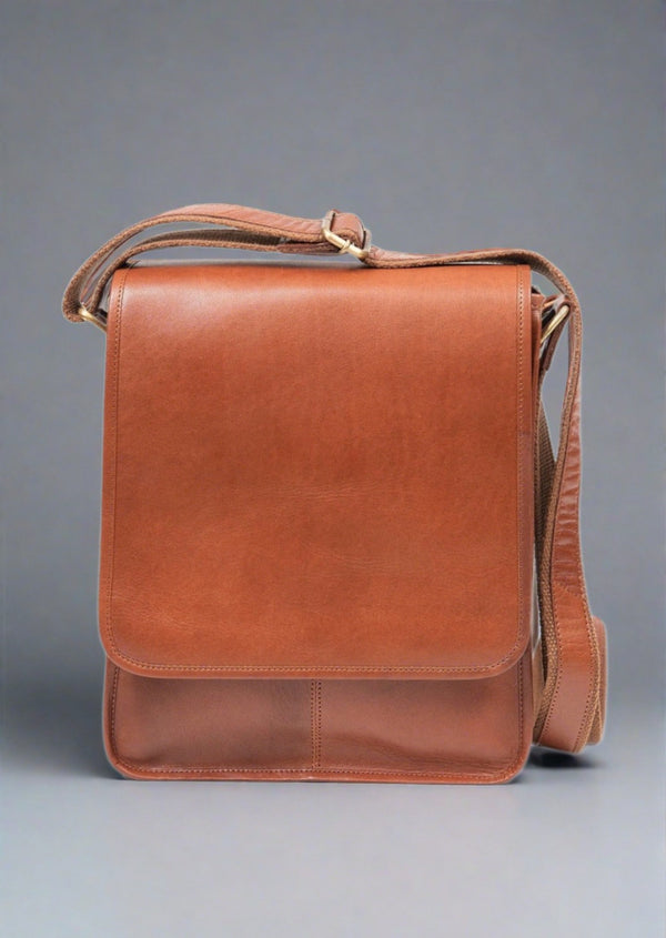 Luxury Irish Leather Messenger Bag - Tan