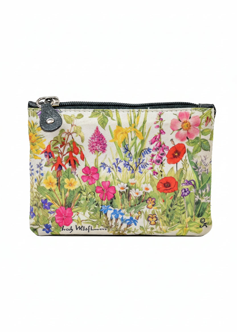Tinnakeenly Leather Zip Purse - Irish Wildflowers