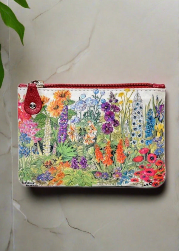 Leather Small Zip Purse - Summer Border