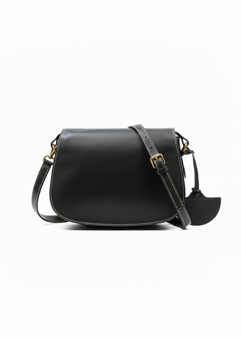 Luxury Irish Leather Saddle Bag - Black