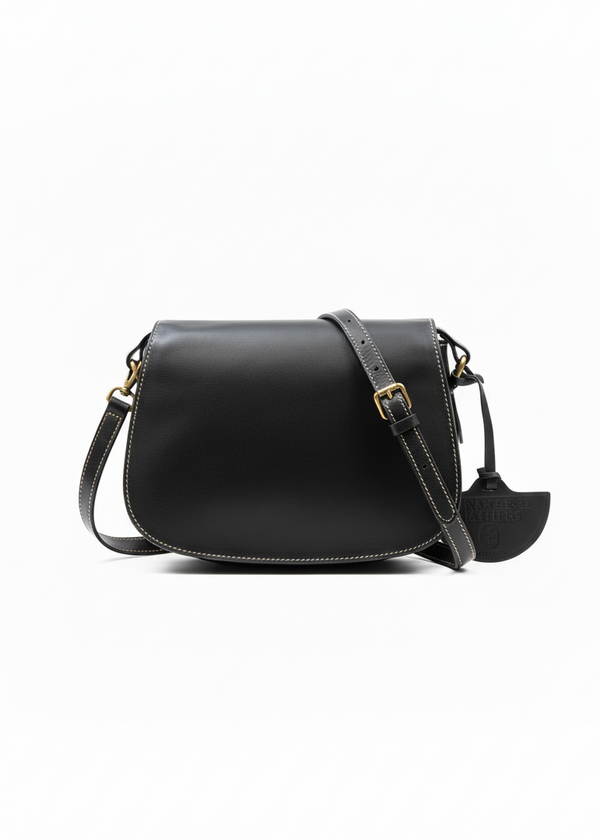 Luxury Irish Leather Saddle Bag - Black