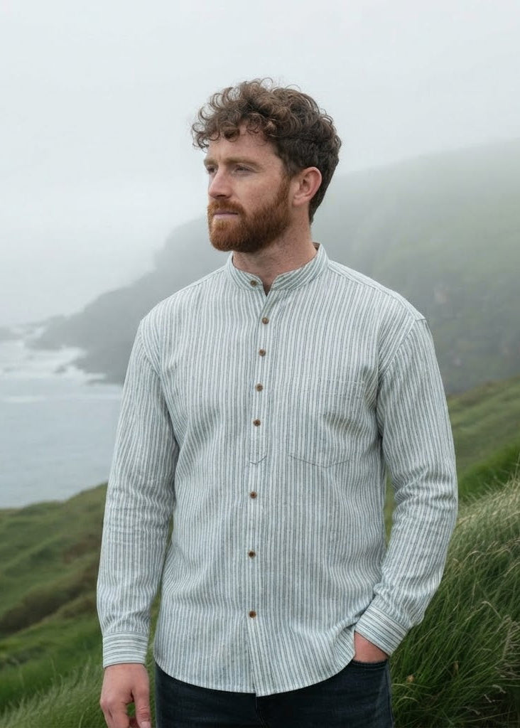 Traditional Irish Grandfather Shirt | Light Blue