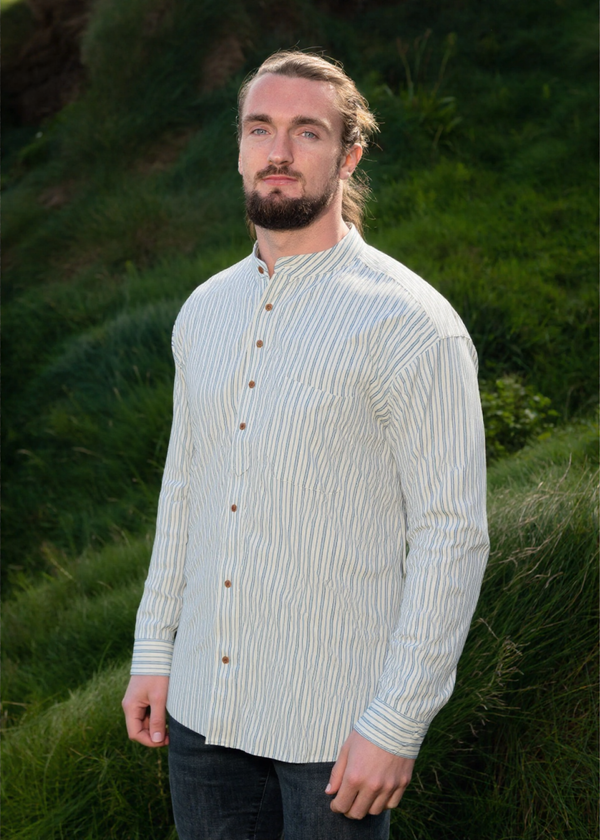 Traditional Irish Grandfather Shirt | Light Blue