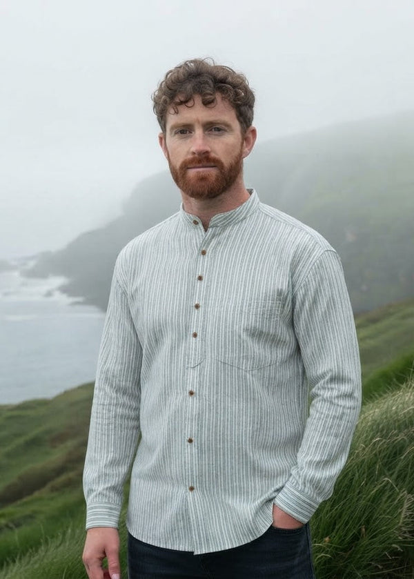 Traditional Irish Grandfather Shirt | Light Blue