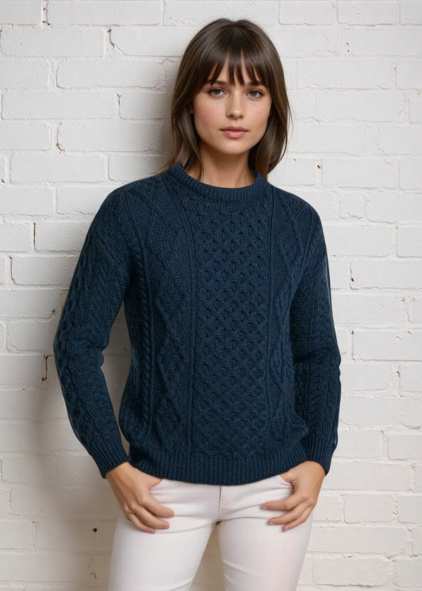 Unisex Aran Wool Sweater | Black Watch