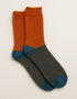 Tricolor 100% Merino Wool Socks | Orange
