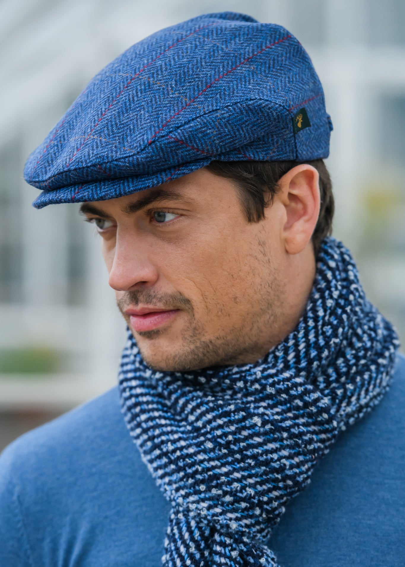 Mucros Trinity Cap | Premium Handwoven Wool Flat Cap | Blue