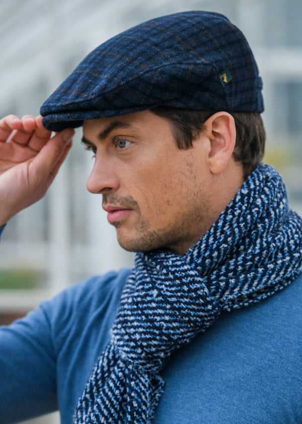 Mucros Trinity Cap | Premium Handwoven Wool Tweed | Charcoal Check