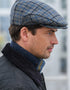Mucros Weavers Trinity Cap | Grey, Blue & Navy Stripe | Irish Tweed