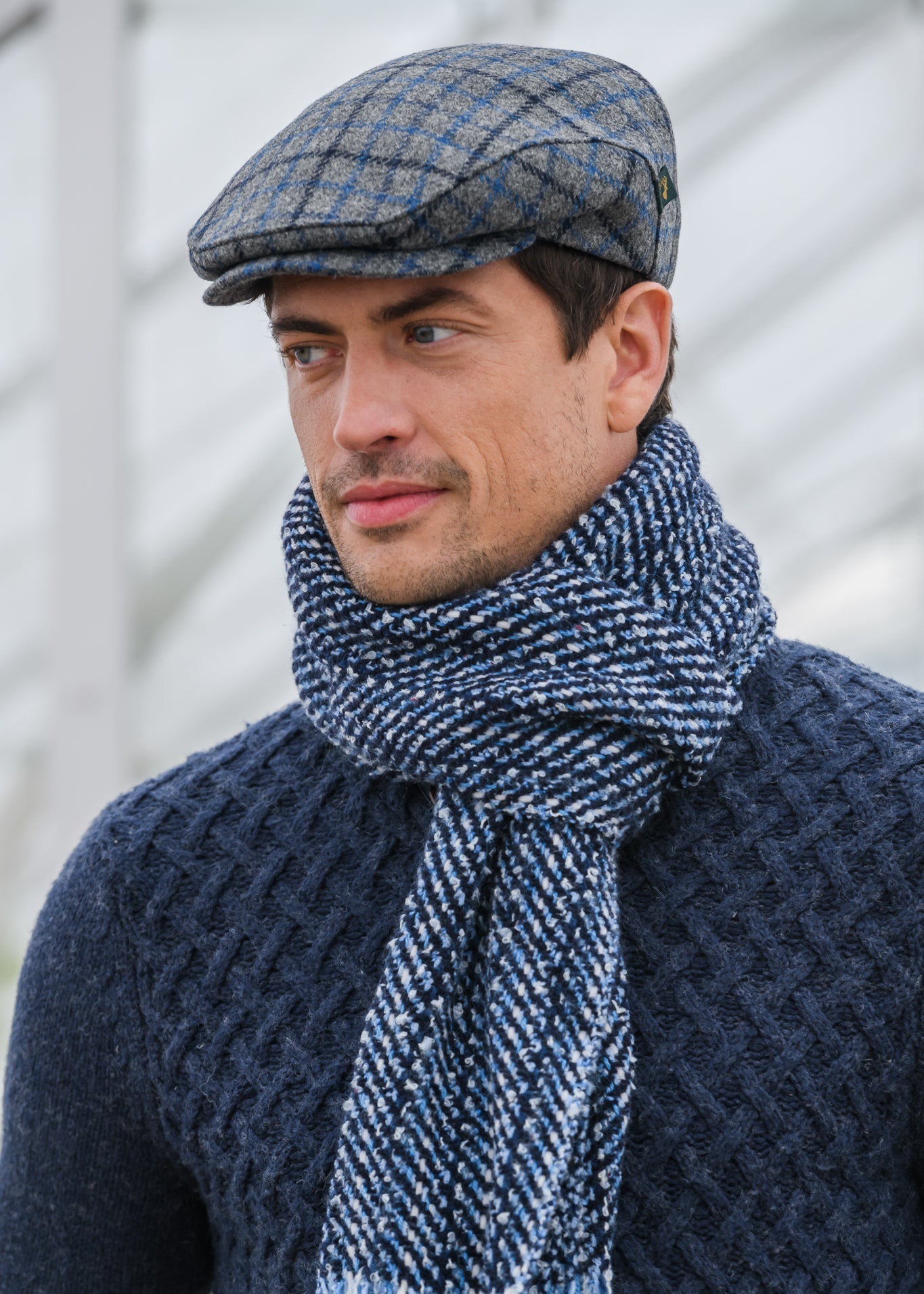 Mucros Trinity Cap | Grey Blue Navy Stripe