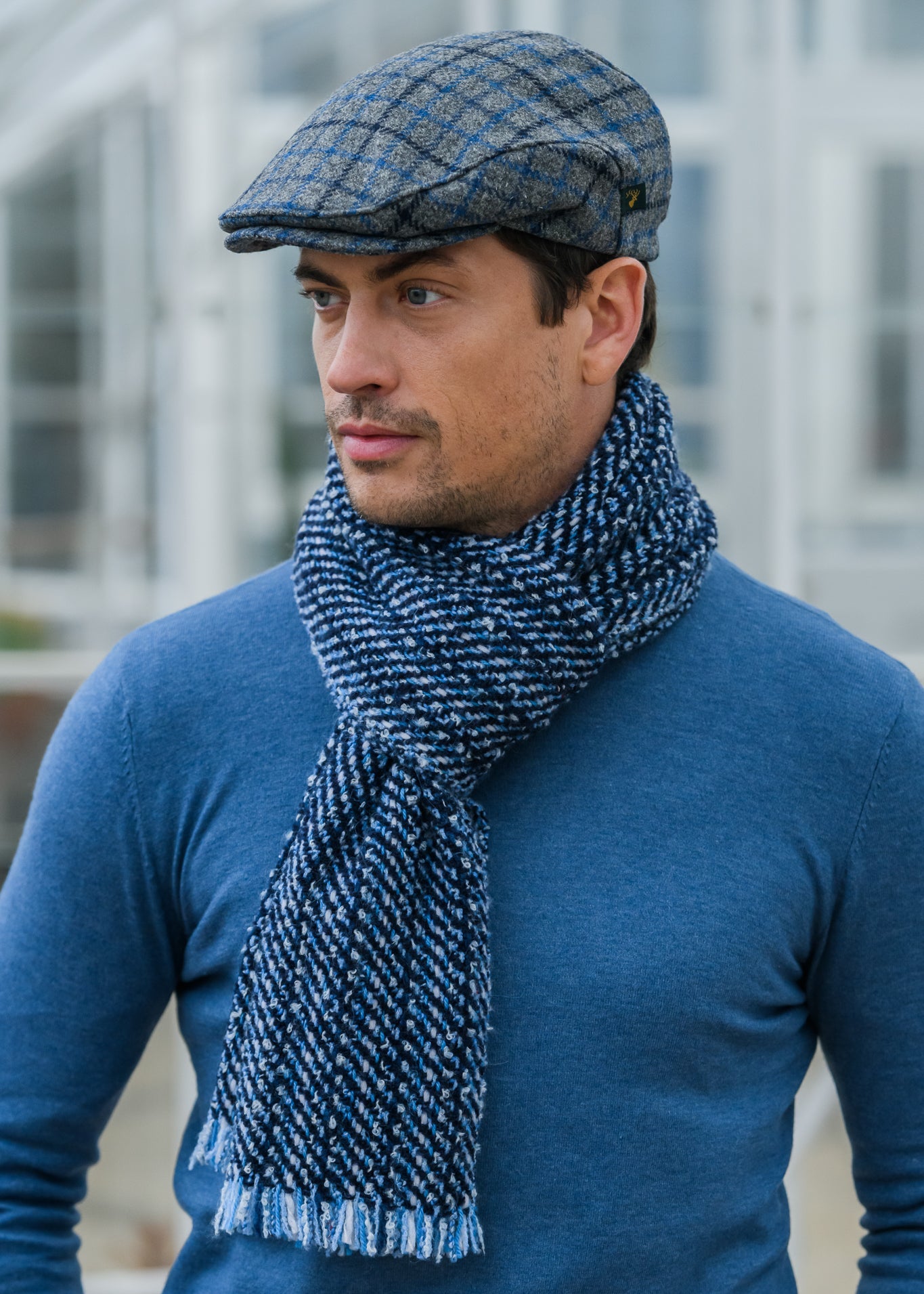 Mucros Trinity Cap | Grey Blue Navy Stripe