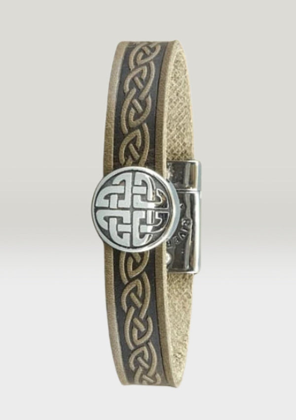 Trinity Green Celtic Cuff Leather Bracelet