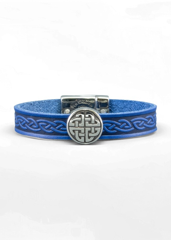Trinity Blue Celtic Cuff Leather Bracelet