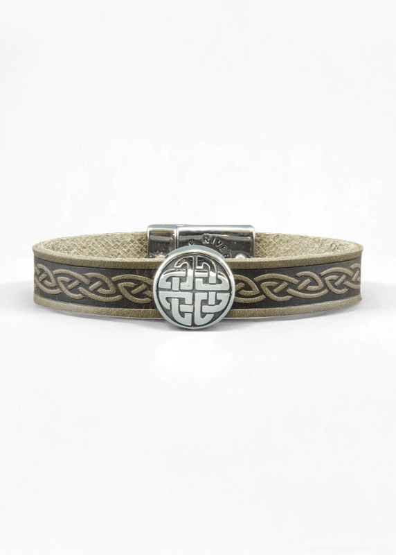 Trinity Green Celtic Cuff Leather Bracelet