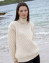 Unisex Aran Merino Polo Neck Sweater | 100% Merino Wool