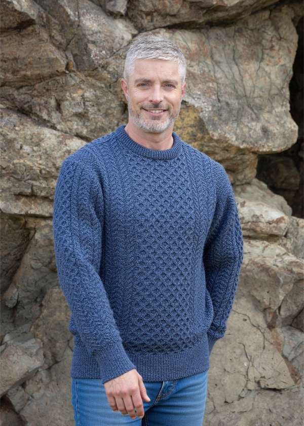 Unisex Aran Sweater | Denim