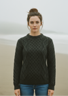 Unisex Aran Wool Sweater | Army Green b105