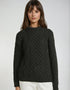Unisex Aran Wool Sweater | Army Green