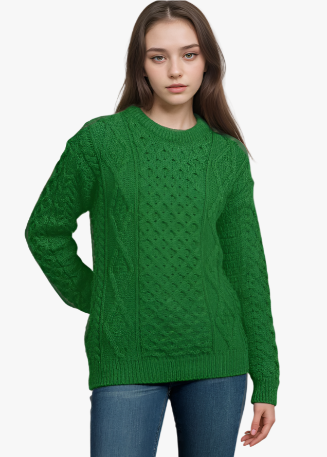 Unisex Aran Wool Sweater | Kiwi - Clearance