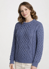 Unisex Aran Worsted Wool Sweater - Traditional Irish Knitwear | Denim