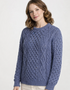 Unisex Aran Worsted Wool Sweater - Traditional Irish Knitwear | Denim