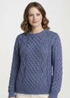 Unisex Aran Worsted Wool Sweater - Traditional Irish Knitwear | Denim