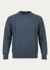 Unisex Irish Aran Sweater | Denim Blue | 100% Pure Wool