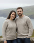 Unisex Traditional Aran Crew Neck Sweater | Oatmeal | Pure Wool